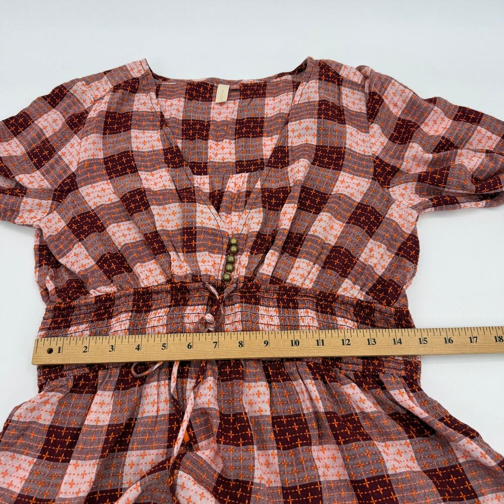 PILCRO by ANTHRO Smocked Swing Blouse Size M V-Neck Wool Blend Boho Festival - Picture 9 of 10